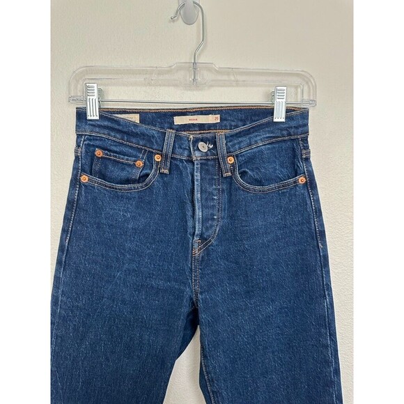 Levi's Wedgie Jeans Button Fly Medium Wash Blue High Rise Waist Size 25 - Picture 2 of 10